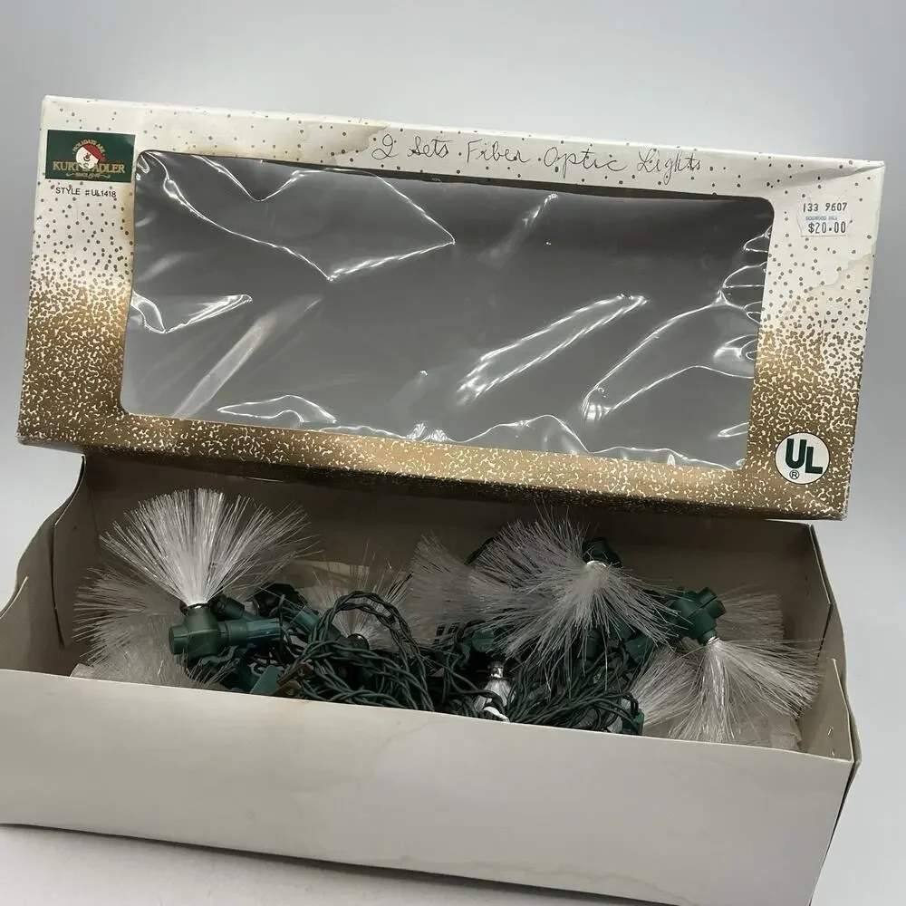 Set 2 Vtg Kurt Adler Fiber Optic 10 Christmas String Light Sets White WORKS